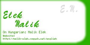 elek malik business card